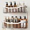 Shower Caddy Basket Shelf with 5 Hooks Adhesive Organizer Storage Rack Rust Resistant Wall Mounted Stainless Steel No Drilling for Bathroom, Toilet, Kitchen - 2 Pack